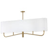 Lustre horizontal Eleanor de Dainolite avec abat-jour blanc, fini laiton vieilli et 4 ampoules