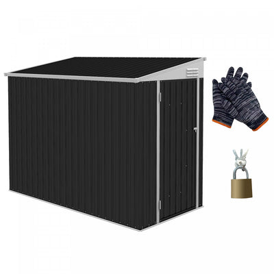 Outsunny 4' X 8' Steel Garden Storage Shed Lean To Shed Outdoor Metal Tool House With Lockable Door |Outsunny Remise De Rangement Exterieure En Metal 4' X 8' Avec Serrure