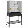 Pawhut 51\" Cage A Oiseaux Pour Perruches Canaris Pinsons Avec Support Roulant, Jouets, Noir