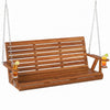 Outsunny Balancoire de Veranda en Bois 3 Places, 5 Pieds avec Porte-Gobelets, Carbonise