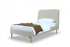Lit jumeau Heather style milieu du siecle moderne, tapisse de velours creme et or