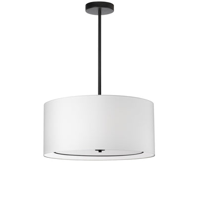 Dainolite Porscha 4 Light Pendant Small Matte Black White Shade Lamp|Petit luminaire suspendu Porscha de Dainolite avec abat-jour blanc, fini noir mat et 4 ampoules
