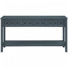 Table Console Michael En Bois Massif Pour Entree Avec Tiroirs De Rangement Et Etagere Inferieure - Bleu