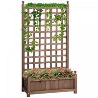 Outsunny Jardiniere Avec Treillis Bac A Fleurs Jardiniere Sur Pied Inserts D'irrigation Inclus Bois
