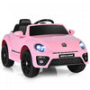 Voiture Electrique 12v Pour Enfants Costway, Sous Licence Volkswagen Beetle Avec Telecommande Et Musique, Rose