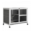 Pawhut Clapier De Lapin En Bois Massif Cage De Lapin Maison De Cochon D'inde A L'interieur Resistant A L'eau Avec Plateau Coulissant A Rampe Roues Pivotantes A 360 °,gris