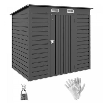Outsunny 6 X 4ft Metal Garden Storage Shed With 2 Vents|Outsunny Abri De Jardin En Metal Galvanise 6 X 4 Pieds Avec 2 Events