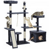 Pawhut Arbre A Chat De 53\", Tour A Plusieurs Niveaux Pour Chats D'interieur Avec Griffoirs En Sisal, Lits, Plates-formes, Rampe, Centre D'activite Pour Chat, Gris Fonce