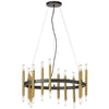 Lustre Derry de Dainolite avec fini noir mat et laiton vieilli et 24 ampoules