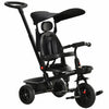 Qaba Tricycle Enfants Evolutif 4 En 1 Canne Telescopique Amovible Et Pare-soleil Pliable Demontable Angle Du Dossier Reglable Siege Pivotant Sac Et Paniers Integres Metal 44\" X 20.5\" X 38.5\" Noir