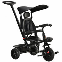 Qaba Tricycle Enfants Evolutif 4 En 1 Canne Telescopique Amovible Et Pare-soleil Pliable Demontable