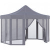 Outsunny 13' X 10' Tonnelle Barnum De Jardin Pliable Gazebo Pop-up Tente Reception Octogonale Avec Parois Laterales Zippees Sacs De Sables Hauteur Reglable Sac De Transport Pour Patio Cour Gris