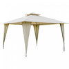 Outsunny 12' X 12' Tente A Baldaquin Exterieur Gazebo Avec Toit A Deux Niveaux Et Pieds Habilles, Beige