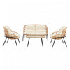 Ensemble de conversation moderne Pine 4 pieces en creme