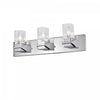 Lumière de coiffeuse Veronica de Dainolite en verre transparent, fini chromé poli et 3 ampoules