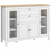 HOMCOM Buffet 2 Tiroirs 3 Armoires de Rangement Blanc