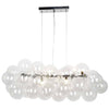Luminaire suspendu horizontal Comet de Dainolite en verre transparent, avec fini chromé poli et 10 ampoules