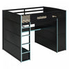 Jerry Lit mezzanine en bois avec bureau et rangement, Taille Double, Bleu