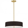 Luminaire suspendu Everly de Dainolite avec abat-jour noir, fini laiton vieilli et 4 ampoules