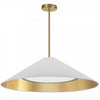 Luminaire suspendu Padme de Dainolite avec abat-jour blanc et doré, fini laiton vieilli et ampoule de 30 W