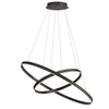 Lustre Circulo de Dainolite en acrylique blanc qui diffuse la lumière, avec fini noir mat et ampoule de 97 W