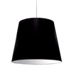 Grand luminaire suspendu de Dainolite avec très grand abat-jour cylindrique noir et argenté, et 1 ampoule