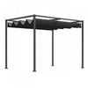 Outsunny 10 X 7ft Pergola Gazebo Avec Auvent Retractable Patio Exterieur Abri Soleil Jardin Tissu Resistant A L'eau Noir