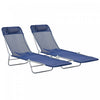 Outsunny Chaise Longue 2 Pcs, Chaises De Piscine Inclinables, Bleu Fonce