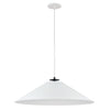 Luminaire suspendu Prudence de Dainolite avec abat-jour blanc mat, fini noir mat et 1 ampoule