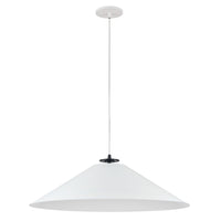 Luminaire suspendu Prudence de Dainolite avec abat-jour blanc mat, fini noir mat et 1 ampoule