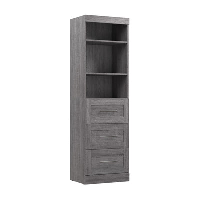 Bestar Pur 25 W Closet Organizer with Drawers - Bark Grey|Organisateur de garde-robe Pur de Bestar de 25 po (L) avec tiroirs - gris écorce