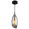 Luminaire suspendu Abba de Dainolite en verre fumé, avec fini noir et 1 ampoule
