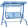 Outsunny Chaise Balancoire 2 Places Pour Enfants Avec Balancoire D'exterieur Pour Les Petits Enfants Avec Auvent Et Ceinture De Securite Pour Porche, Arriere-cour, Motif Requin 43,25\" X 27,5\" X 43,25\"