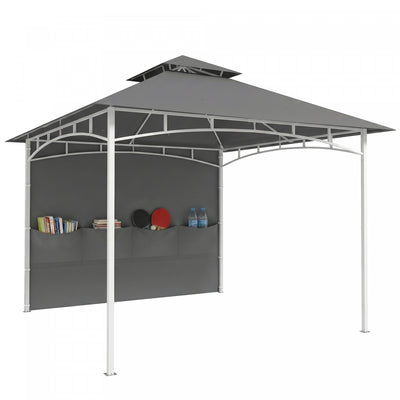 Outsunny 10' x 10' Patio Gazebo, Double Roof Outdoor Gazebo, Dark Grey