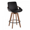Tabouret moderne du milieu du 20e siècle Cosmo de hauteur comptoir en similicuir - noyer et noir