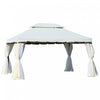 Outsunny 13' X 10' Tonnelle De Terrasse Exterieure Avec Double Toit En Polyester, Parois Laterales En Maille Ventilee Et Cadre En Aluminium Solide, Blanc