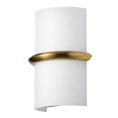 Dainolite Wallace Wall Sconce 14w Aged Brass Opal White Glass Lamp|Applique murale Wallace de Dainolite en verre blanc opale, avec fini laiton vieilli et ampoule de 14 W