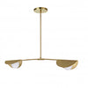Luminaire suspendu horizontal Emma de Dainolite en verre blanc, avec fini laiton vieilli et 2 ampoules