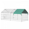 Pawhut Cloture Pour Petits Animaux Cage Pour Animaux Domestiques Cadre En Metal Galvanise 4 Piquets De Sol Inclus 86.5\" X 40.5\" X 40.5\" Argent Et Vert