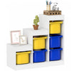 Qaba Organisateur de rangement pour jouets avec 6 bacs, jaune et bleu