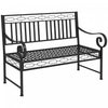 Outsunny Banc De Jardin 44\", Banc En Metal Avec Dossier Decoratif, Noir