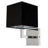 Applique murale Lucas de Dainolite avec abat-jour noir, fini chromé poli et 1 ampoule