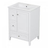 Mia Meuble-lavabo de 24\" avec vasque en ceramique et rangement a plusieurs tiroirs, Blanc
