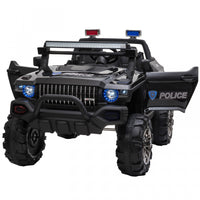 Aosom Voiture A Chevaucher 12v Rc 2 Places Camion De Police Voiture Electrique Pour Enfants Avec Lum