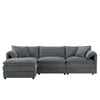 Nimbus Canape Sectionnel Modulaire en Chenille 103 po avec Ottoman et Double Coussin, Gris Fonce