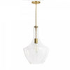 Grand luminaire suspendu Petalite de Dainolite en verre transparent, avec fini laiton vieilli et 1 ampoule