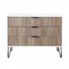 Commode moderne Dumbo 35\" a rainures, gris rustique et blanc (3 tiroirs)