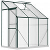 Outsunny Serre De Jardin Aluminium Polycarbonate Serre A Tomates Jardinerie Plantes Avec Fenetre Et Porte Coulissante Dim. 75.5\"l X 50\"l X 86.5\"h Transparent Et Vert