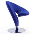 Fauteuil d’appoint pivotant Curl de Manhattan Comfort en chrome poli et en mélange de laine - bleu