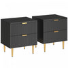 HOMCOM Set de 2 tables de chevet, table d'appoint avec 2 tiroirs, noir